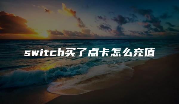 switch买了点卡怎么充值