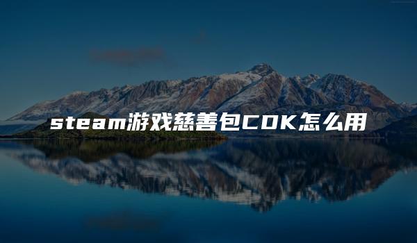 steam游戏慈善包CDK怎么用