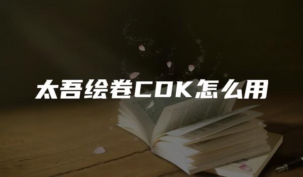 太吾绘卷CDK怎么用