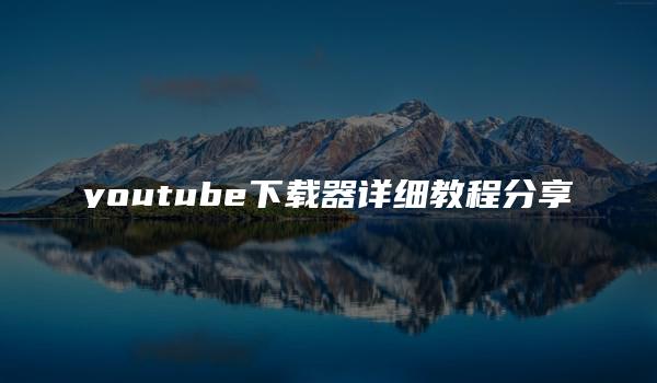 youtube下载器详细教程分享