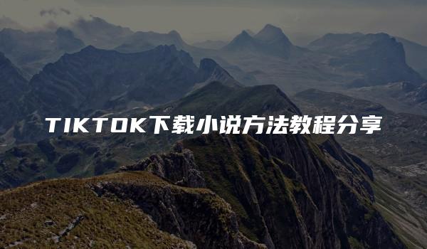 TIKTOK下载小说方法教程分享