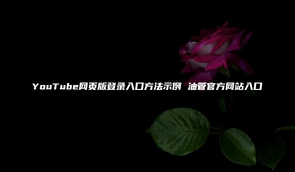 YouTube网页版登录入口方法示例 油管官方网站入口