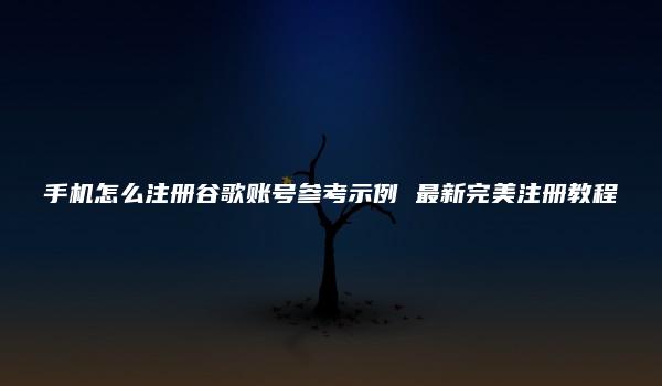 手机怎么注册谷歌账号参考示例 最新完美注册教程