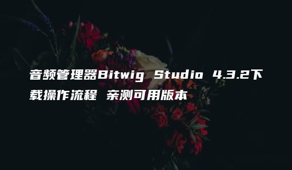 音频管理器Bitwig Studio 4.3.2下载操作流程 亲测可用版本