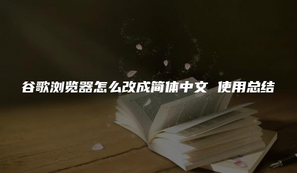 谷歌浏览器怎么改成简体中文 使用总结