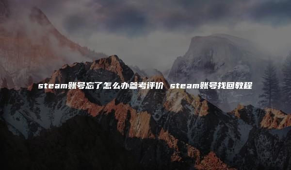 steam账号忘了怎么办参考评价 steam账号找回教程