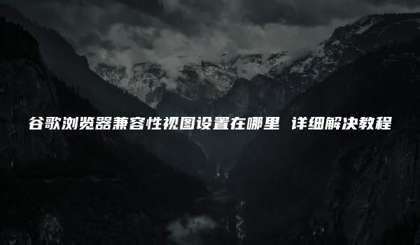 谷歌浏览器兼容性视图设置在哪里 详细解决教程