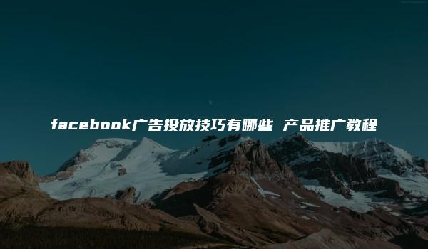 facebook广告投放技巧有哪些 产品推广教程