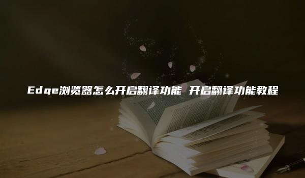 Edge浏览器怎么开启翻译功能 开启翻译功能教程