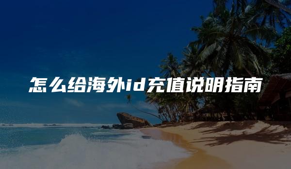 怎么给海外id充值说明指南