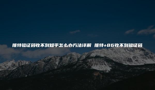 推特验证码收不到知乎怎么办方法详解 推特+86收不到验证码