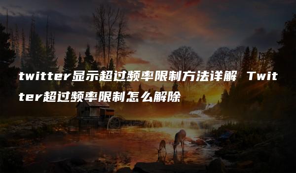 twitter显示超过频率限制方法详解 Twitter超过频率限制怎么解除