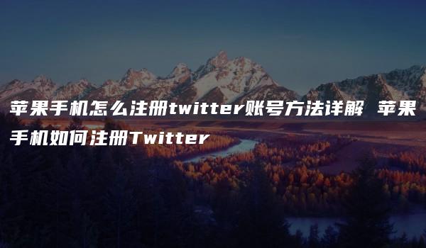 苹果手机怎么注册twitter账号方法详解 苹果手机如何注册Twitter