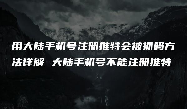 用大陆手机号注册推特会被抓吗方法详解 大陆手机号不能注册推特