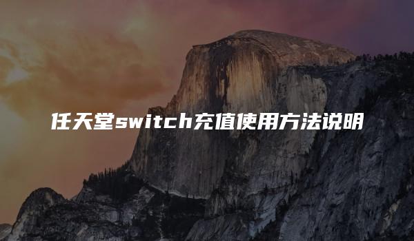 任天堂switch充值使用方法说明