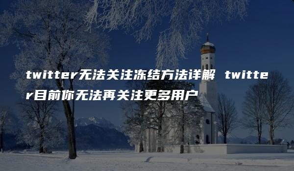 twitter无法关注冻结方法详解 twitter目前你无法再关注更多用户