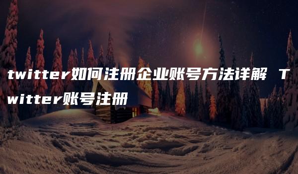 twitter如何注册企业账号方法详解 Twitter账号注册