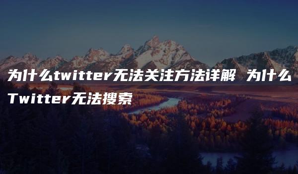 为什么twitter无法关注方法详解 为什么Twitter无法搜索