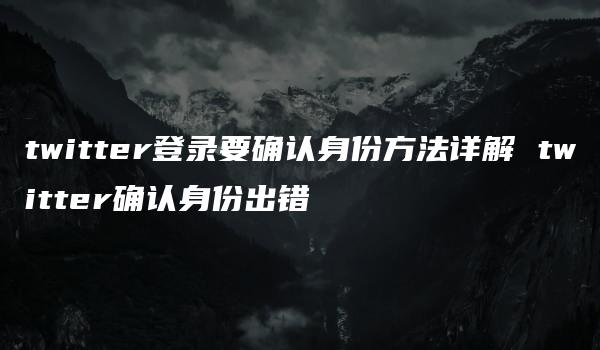 twitter登录要确认身份方法详解 twitter确认身份出错