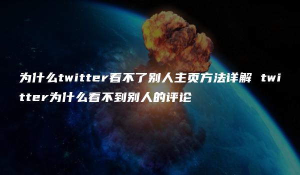 为什么twitter看不了别人主页方法详解 twitter为什么看不到别人的评论