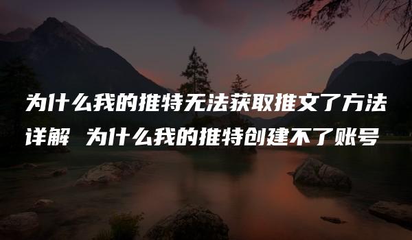 为什么我的推特无法获取推文了方法详解 为什么我的推特创建不了账号