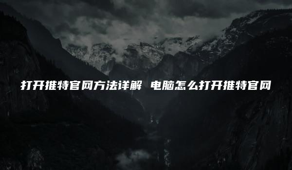 打开推特官网方法详解 电脑怎么打开推特官网