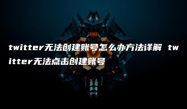 twitter无法创建账号怎么办方法详解 twitter无法点击创建账号