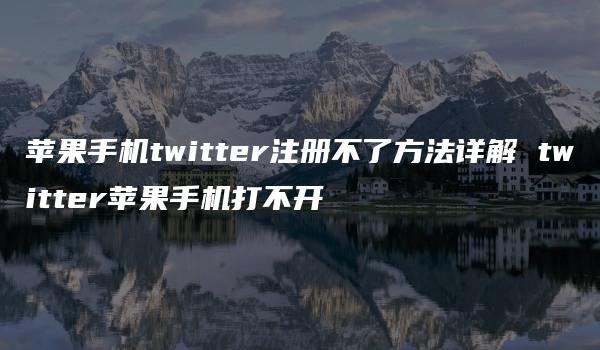 苹果手机twitter注册不了方法详解 twitter苹果手机打不开