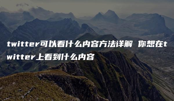 twitter可以看什么内容方法详解 你想在twitter上看到什么内容