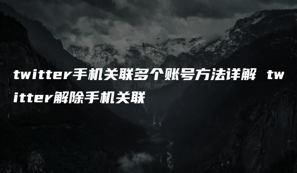 twitter手机关联多个账号方法详解 twitter解除手机关联