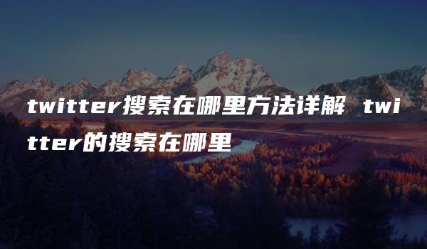 twitter搜索在哪里方法详解 twitter的搜索在哪里