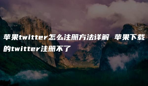 苹果twitter怎么注册方法详解 苹果下载的twitter注册不了