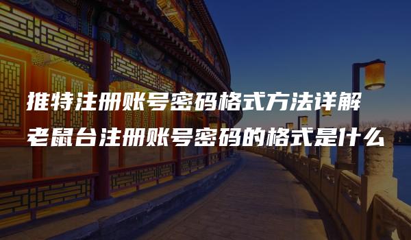 推特注册账号密码格式方法详解 老鼠台注册账号密码的格式是什么