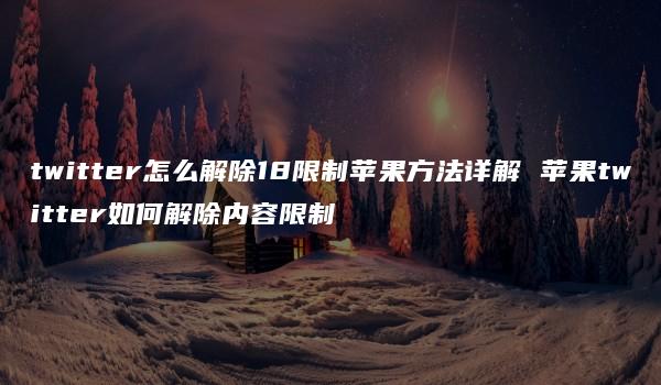 twitter怎么解除18限制苹果方法详解 苹果twitter如何解除内容限制