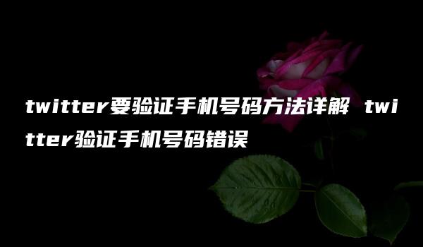 twitter要验证手机号码方法详解 twitter验证手机号码错误