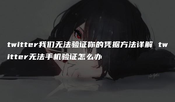 twitter我们无法验证你的凭据方法详解 twitter无法手机验证怎么办