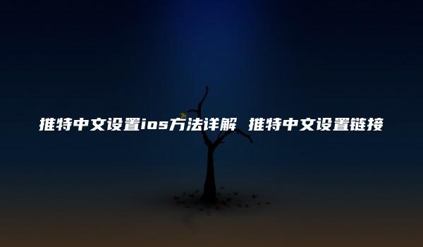 推特中文设置ios方法详解 推特中文设置链接