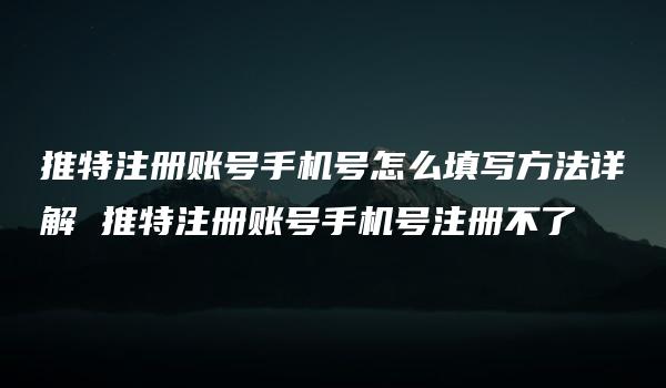 推特注册账号手机号怎么填写方法详解 推特注册账号手机号注册不了