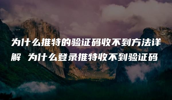 为什么推特的验证码收不到方法详解 为什么登录推特收不到验证码