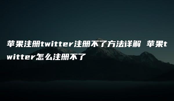 苹果注册twitter注册不了方法详解 苹果twitter怎么注册不了