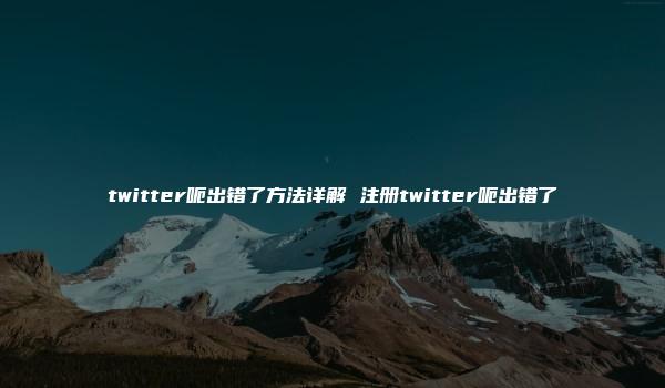 twitter呃出错了方法详解 注册twitter呃出错了