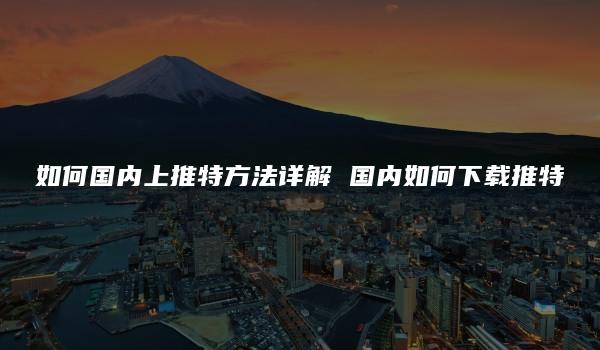 如何国内上推特方法详解 国内如何下载推特