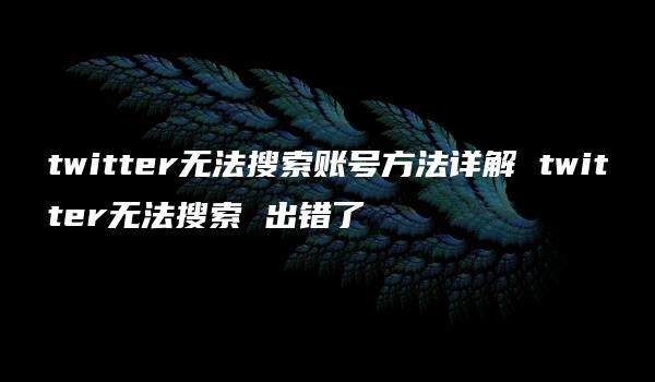 twitter无法搜索账号方法详解 twitter无法搜索 出错了