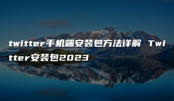 twitter手机端安装包方法详解 Twitter安装包2023