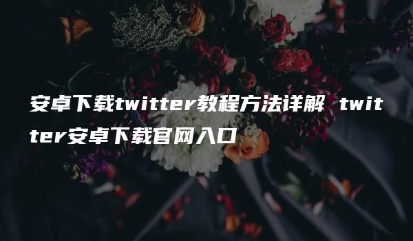 安卓下载twitter教程方法详解 twitter安卓下载官网入口