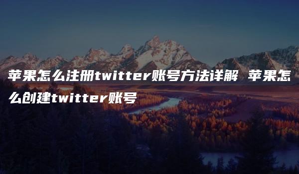 苹果怎么注册twitter账号方法详解 苹果怎么创建twitter账号