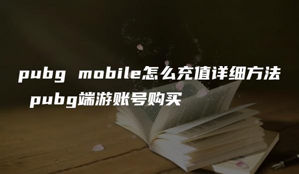 pubg mobile怎么充值详细方法 pubg端游账号购买