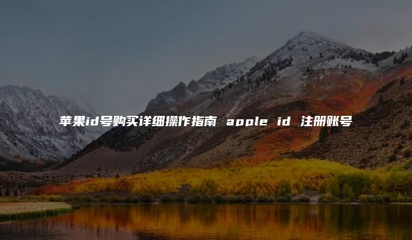 苹果id号购买详细操作指南 apple id 注册账号