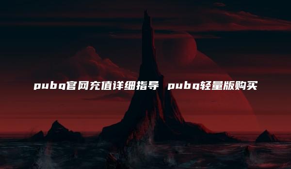 pubg官网充值详细指导 pubg轻量版购买