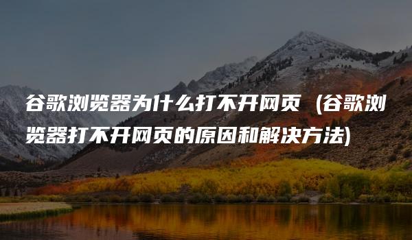 谷歌浏览器为什么打不开网页 (谷歌浏览器打不开网页的原因和解决方法)